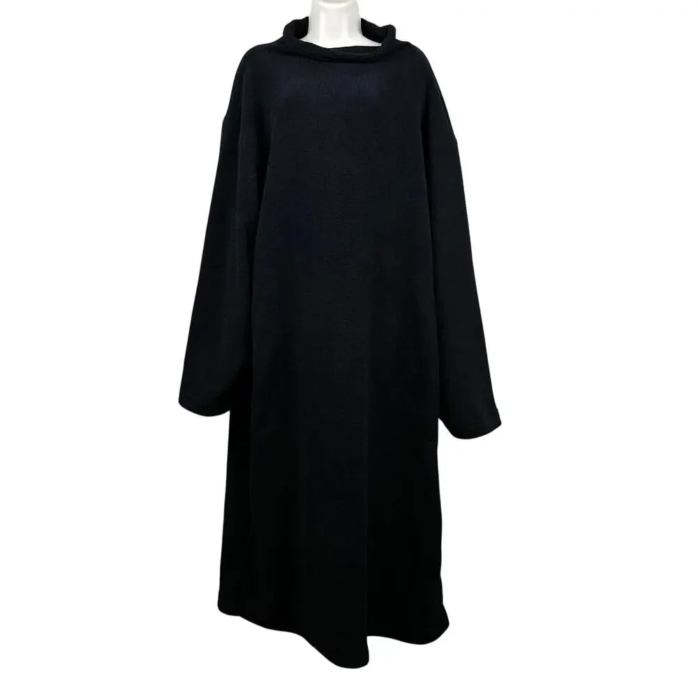 Free People Beach Blanca Maxi Dress Oversized Slouchy Black Large Coastal Preppy